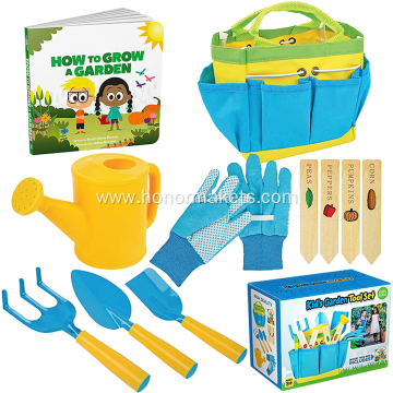 Hot sale garden kids tools Includes Sturdy Tote Bag, Watering Can, Shovels, Rake and more outdoor tools set